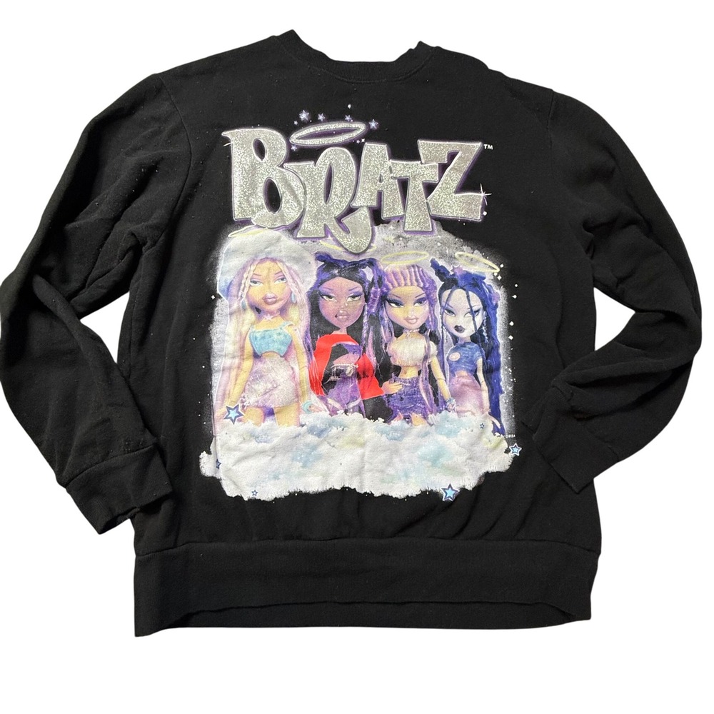 Bratz Doll Crewneck Sweatshirt Black S/CH/P Graphic Print Y2K Retro